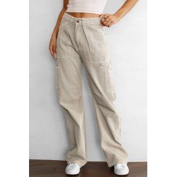 Women's High Waisted Straight Leg Cargo Pants Baggy Trousers Streetwear
