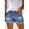 Women's Ripped Denim Shorts Easter Bunny Distressed Jean Shorts