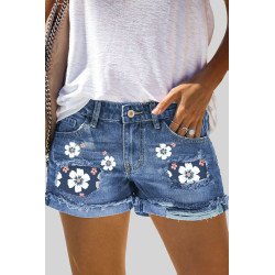 Womens Easter Bunny Rabbit Print Jeans Shorts Ripped Distressed Denim Bermuda Shorts