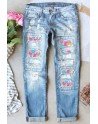 Happy Easter Bunny Jeans Cute Rabbit Denim Pants for Women