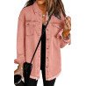 Women  s Oversized Shacket Pocket Long Boyfriend Raw Hem Button Jacket
