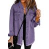 Women  s Oversized Shacket Pocket Long Boyfriend Raw Hem Button Jacket