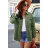 Women  s Oversized Shacket Pocket Long Boyfriend Raw Hem Button Jacket