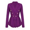 Womens Slimming Long Sleeve Buttons Peplum Blazer Purple