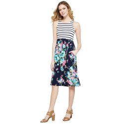 Women's Sleeveless Casual Racerback Floral Printed Midi Dresses