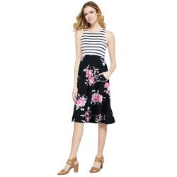 Women's Sleeveless Casual Racerback Floral Printed Midi Dresses