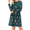 Crew Neck Nutcracker Print Christmas Dress Green