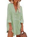 Women Oversize Casual Long Sleeve Button Down Blouse