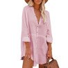 Women Oversize Casual Long Sleeve Button Down Blouse