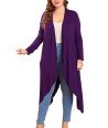 Plus Size Open Front Cardigan Purple