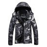 Womens Waterproof Rain Jacket Windproof Black Camo
