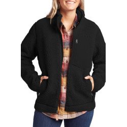 Womens Long Sleeve Full Zip Up Fuzzy Polar Fleece Jacket Coat With Pockets