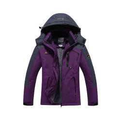 Womens Windproof Outdoor Winter Jacket With Hood Burgundy