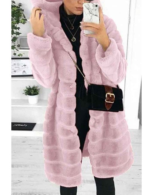 Winter Luxury Faux Fur Long Coats Pink
