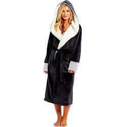 Womens Dressing Gown Plus Size Hooded Bathrobe Sleepwear