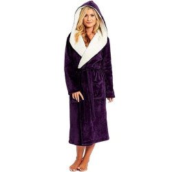 Womens Dressing Gown Plus Size Hooded Bathrobe Sleepwear