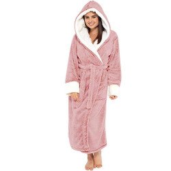 Womens Dressing Gown Plus Size Hooded Bathrobe Sleepwear