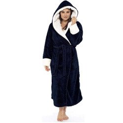 Womens Dressing Gown Plus Size Hooded Bathrobe Sleepwear