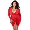 Sexy Deep V Neck Long Sleeve Plus Size Club Dress Red