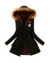 Winter Coats with Fur Hood Black