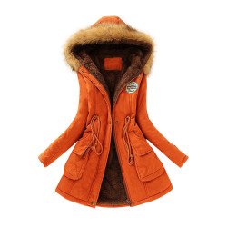 Winter Coats with Fur Hood Orange