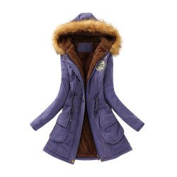 Winter Coats with Fur Hood Sapphire Blue