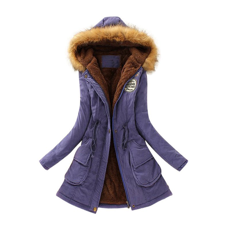 Winter Coats with Fur Hood Sapphire Blue