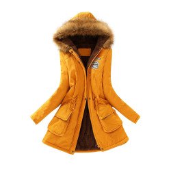Winter Coats with Fur Hood Yellow