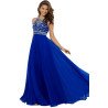 Backless Royal Blue Chiffon Long Evening Prom Dress