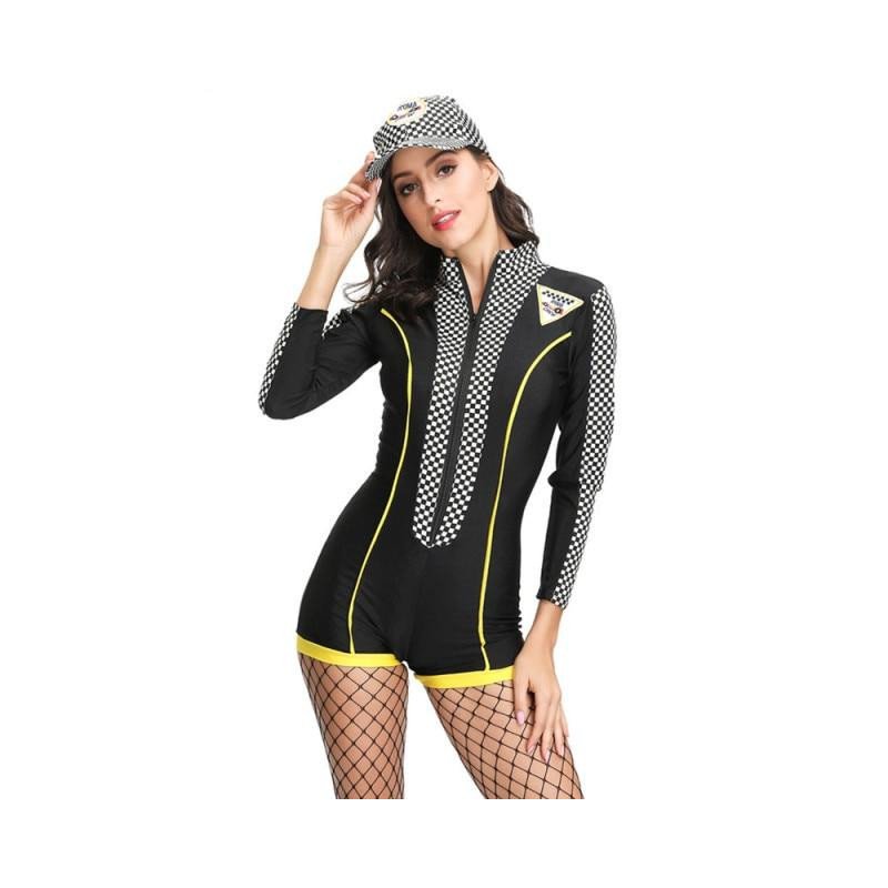 Women's Sexy Racer Costume Romper With Hat