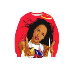 Womens Crew Neck Aaliyah Baby 3D Red Printed Sweatshirt