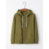 Womens Oblique Side Zipper Long Sleeve Plain Hoodie Army Green