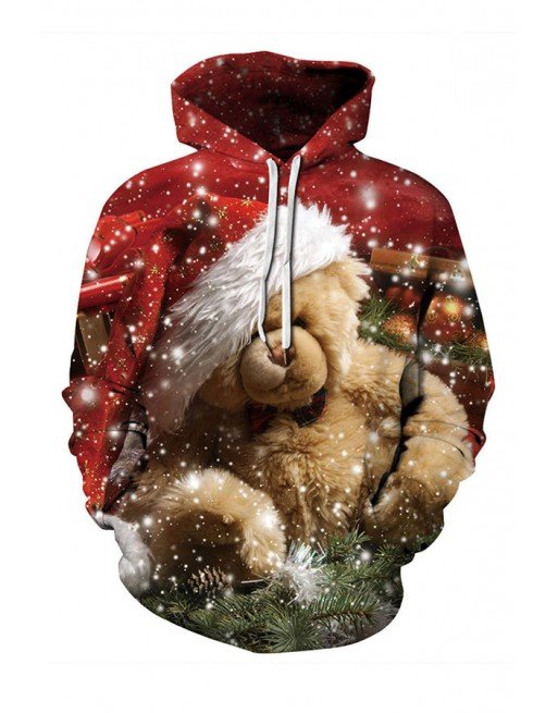 Plus Size Teddy Bear Funny Christmas Hoodie Camel