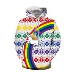 Rainbow Unicorn Ugly Christmas Hoodie