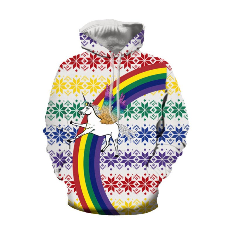 Rainbow Unicorn Ugly Christmas Hoodie