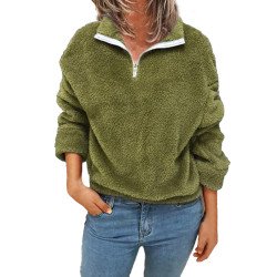 Plus Size Women's Fluffy Pullover Sweatshirt Outwear