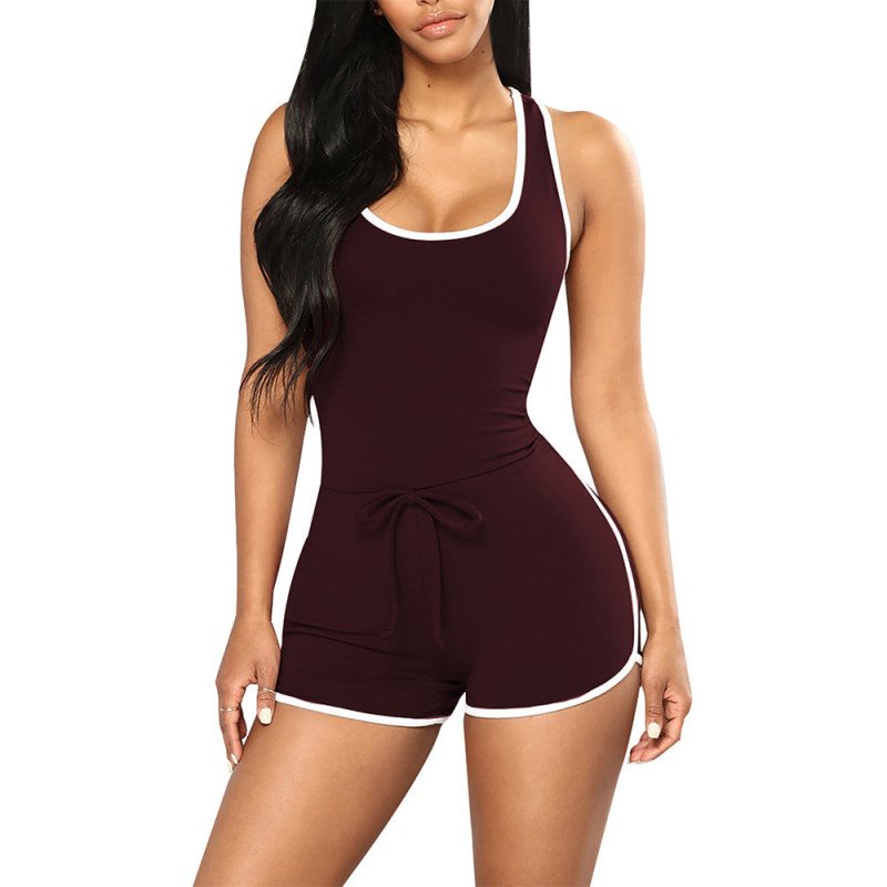 Women's Color Block Sleeveless Rompers