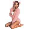 Plus Size Long Sleeve Zipper Front Hood Onesie Pajama Pink
