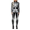 Womens Halloween Skeleton Bodysuit Costume Bodycon Jumpsuit