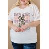 Plus Size Happy Easter T Shirt Leopard Bunny Graphic Short Sleeve Tops