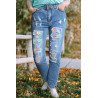 Plus Size Denim Pants Easter Rabbit Ripped Distressed Jeans for Women