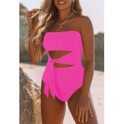 Women's Strapless Bandeau One Piece Swimsuit Cut Out Monokini