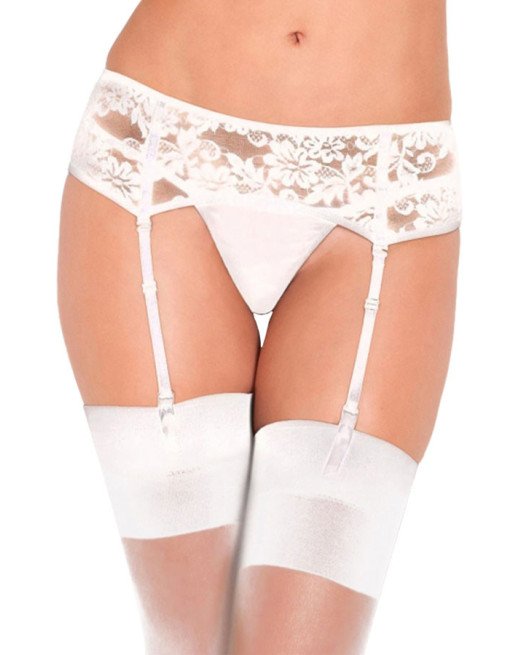 Women's Sexy Sheer Lace Garter Belt White