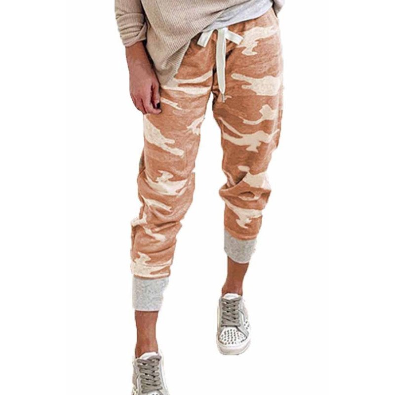 Womens Elastic Waist Sweatpants Camo Joggers