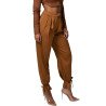 Womens Casual Loose Pants With Bow Tie Brown