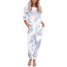 Women's Long Sleeve Top Tie Dye And Jogger Pants Long Pajama Set
