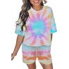 Women's Tie Dye Casual Tee And Shorts Pajamas Set Sleepwear