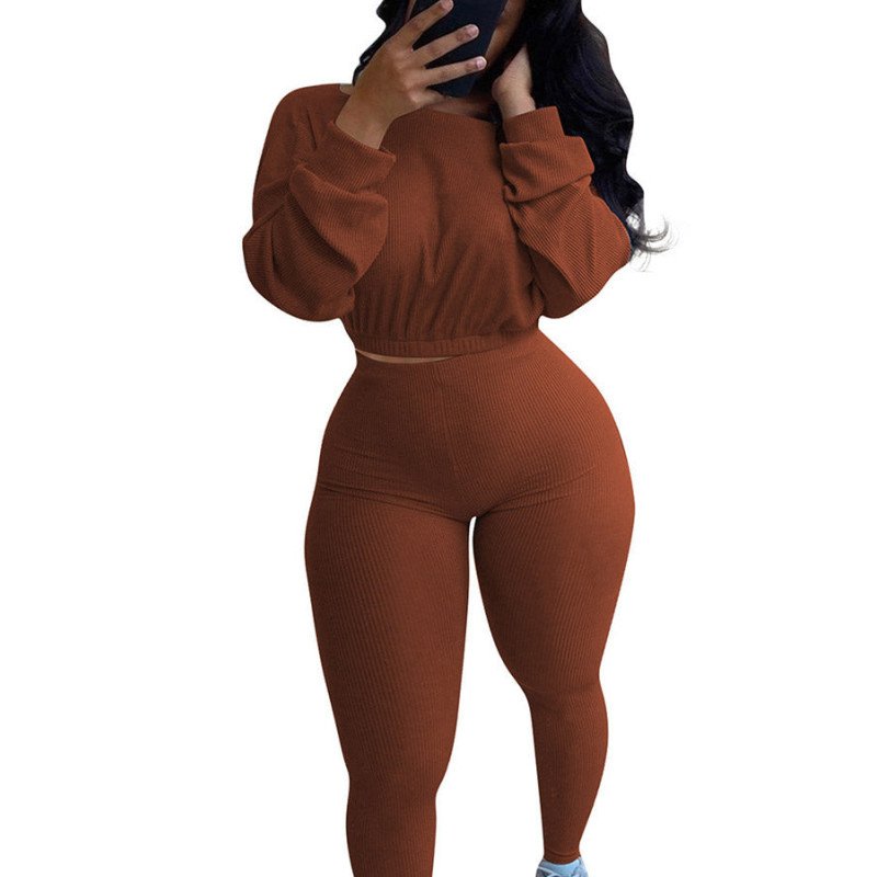 Women Bodycon High Waisted Yoga Suit Coffee