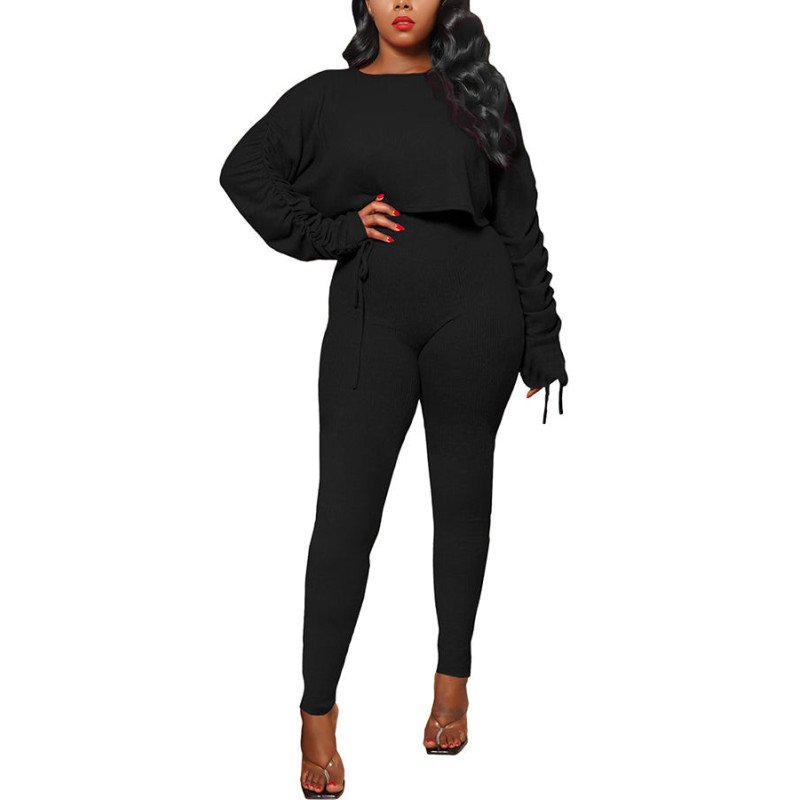 Crop Top Bodycon Long Pants Women Tracksuit 2 Piece Outfits