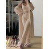 Womens Sexy 3 Piece Outfits Fuzzy Cardigan Crop Top Long Pants Set Loungewear